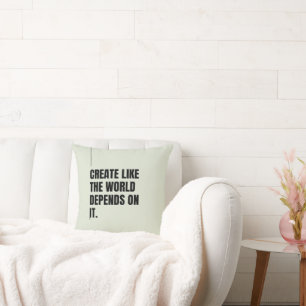 Jade Mist Bold Black Typography Artists Powerful Cushion