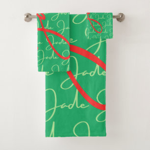 Jade Name Design Pattern Bath Towel Set