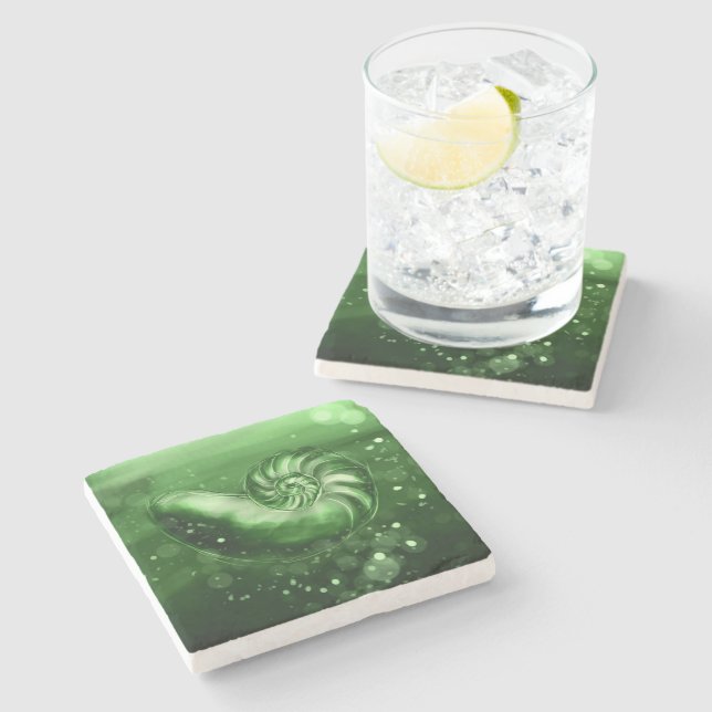 Jade Nautilus Shell Art Coaster (Side)