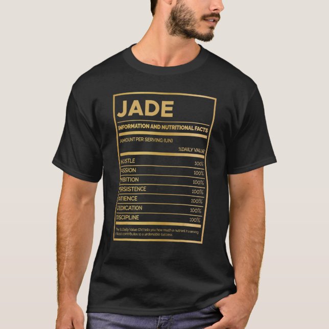 Jade Nutrition Information Amount Per Serving T-Shirt (Front)