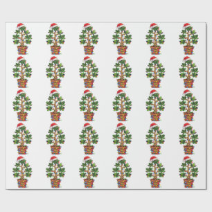 Jade Plant Wrapped in Christmas Lights Garderning Wrapping Paper