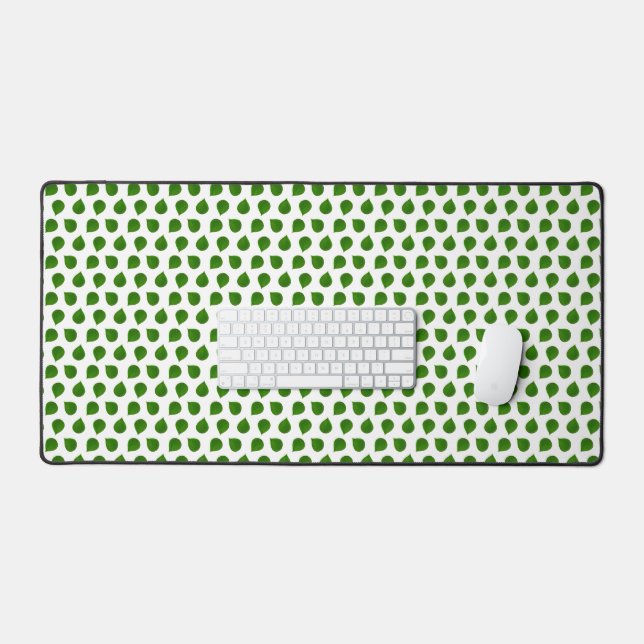 Jade Tree Green Leaves on White Desk Mat (Keyboard & Mouse)