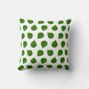 Jade Tree Green Leaves on White Throw Pillow