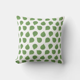 Jade Tree Green Leaves on White Throw Pillow