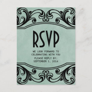 Jade Vintage Swirls RSVP Postcard