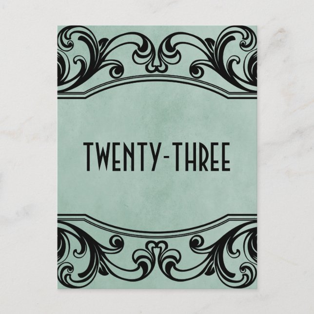 Jade Vintage Swirls Table Number Postcard (Front)