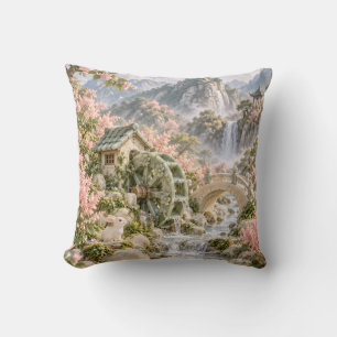 Jade Waterwheel Blossom Garden Mountain Waterfall Cushion