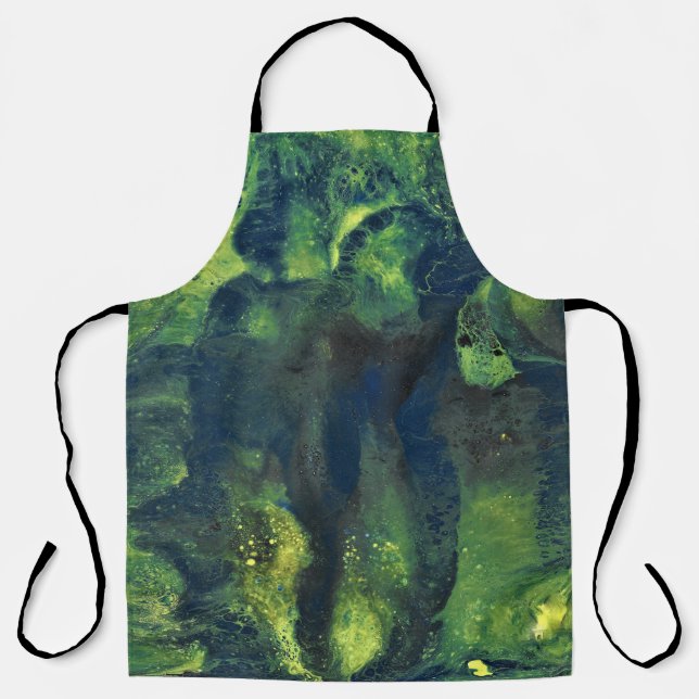 Jaded Lover 1 Deep Green Abstract Apron (Front)