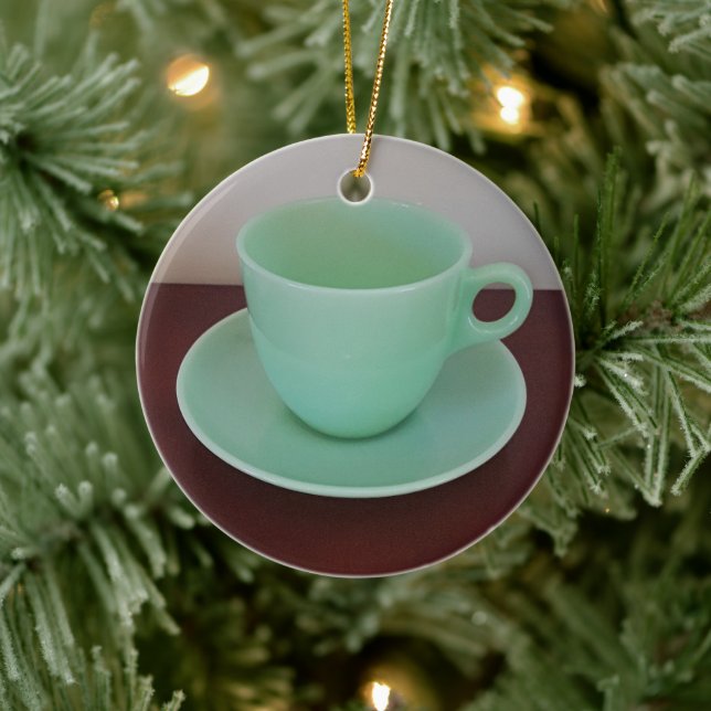 Jadeite Fire-King Cup Saucer Ceramic Ornament (Tree)