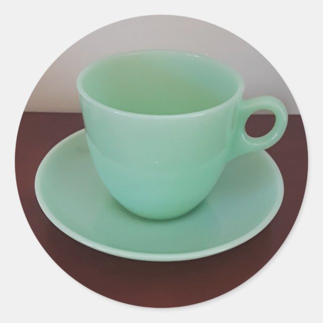 Jadeite Fire-King Cup Saucer Classic Round Sticker (Front)