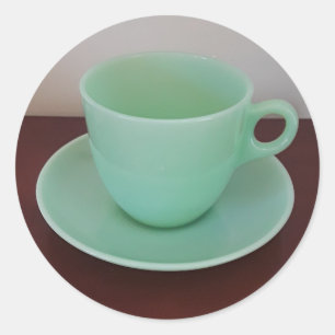 Jadeite Fire-King Cup Saucer Classic Round Sticker