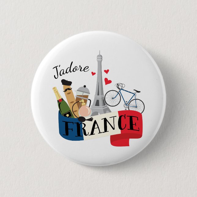 Jadore France 6 Cm Round Badge (Front)