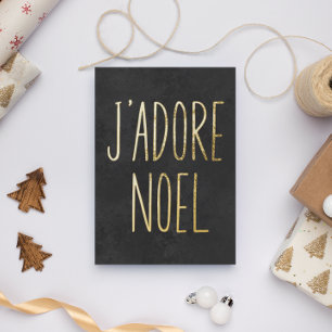 J'adore Noel Gold And Black Minimalist Christmas Foil Holiday Postcard