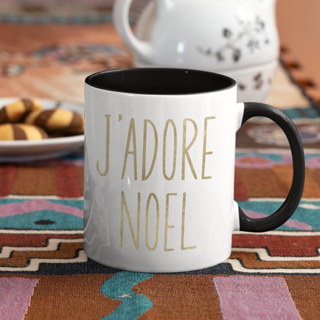 J'adore Noel Gold And Black Minimalist Christmas Mug (Creator Uploaded)