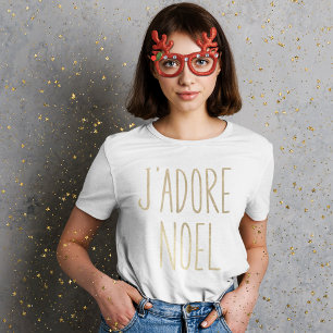 J'adore Noel Gold And Black Minimalist Christmas T-Shirt