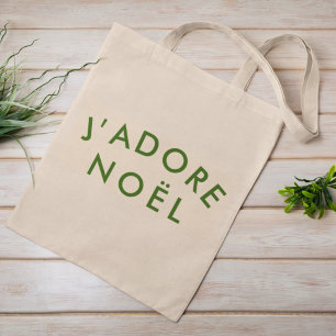 J'adore Noel Love Christmas French Quote Art Tote Bag