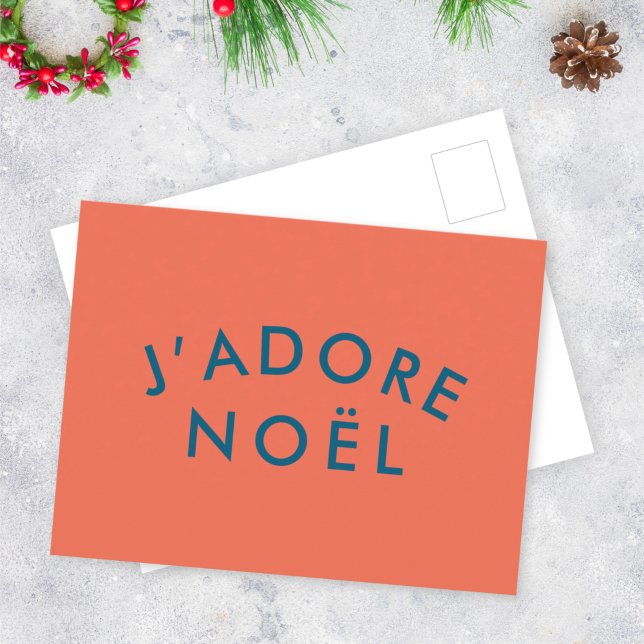J'adore Noel | Modern Love Christmas Red Navy Postcard (Creator Uploaded)