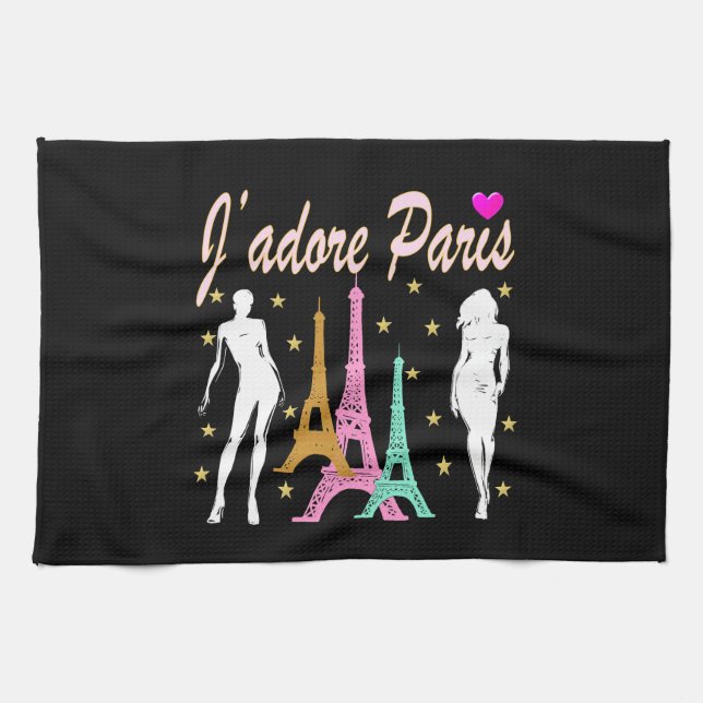 J'ADORE PARIS EIFFEL TOWER DESIGN TEA TOWEL (Horizontal)