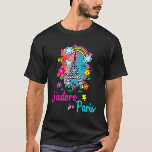 Jadore Paris Eiffel Tower Rainbow Flowers And Butt T-Shirt
