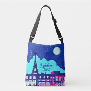 J'adore Paris - Fantasy Paris Under a Full Moon Crossbody Bag