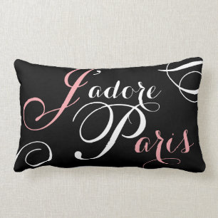 J'adore Paris I Love Paris Black Pink Pillow