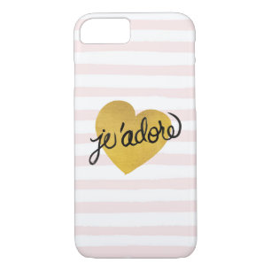 J'adore Quote   Black & Gold Heart iPhone 8/7 Case