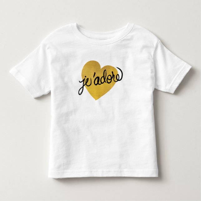 J'adore Quote | Black & Gold Heart Toddler T-Shirt (Front)