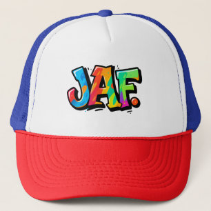 JAF graffiti style - colorful urban art typography Trucker Hat