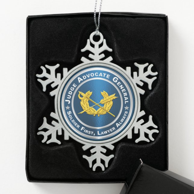 JAG judge Advocate General  Snowflake Pewter Christmas Ornament (Box)