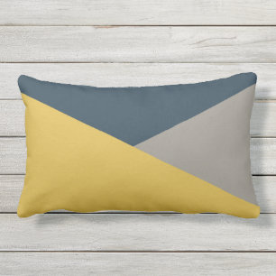 Jag Minimalist Colour Block Mustard Navy Grey Lumbar Cushion