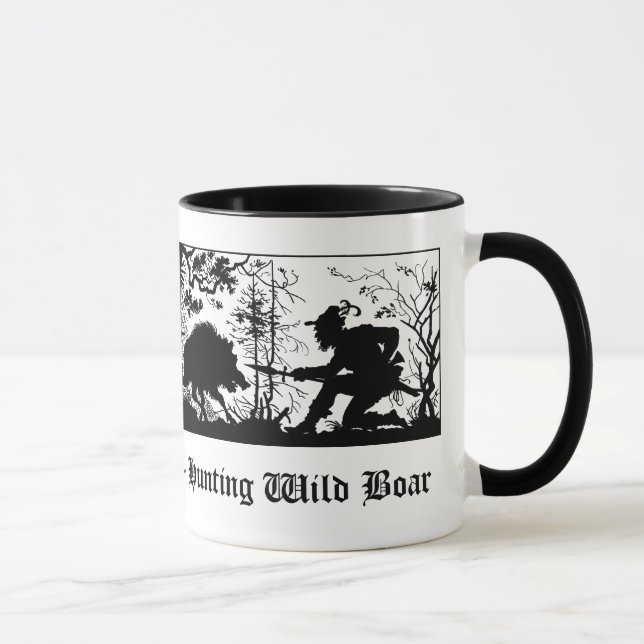 Jagd auf Wildschwein / Hunting Wild Boar German Mug (Right)