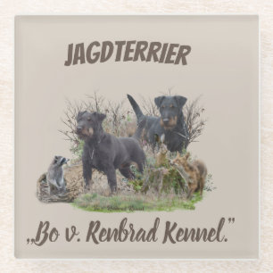 Jagdterrier ,,Bo v. Renbrad Kennel.'' Sticker Pape Glass Coaster