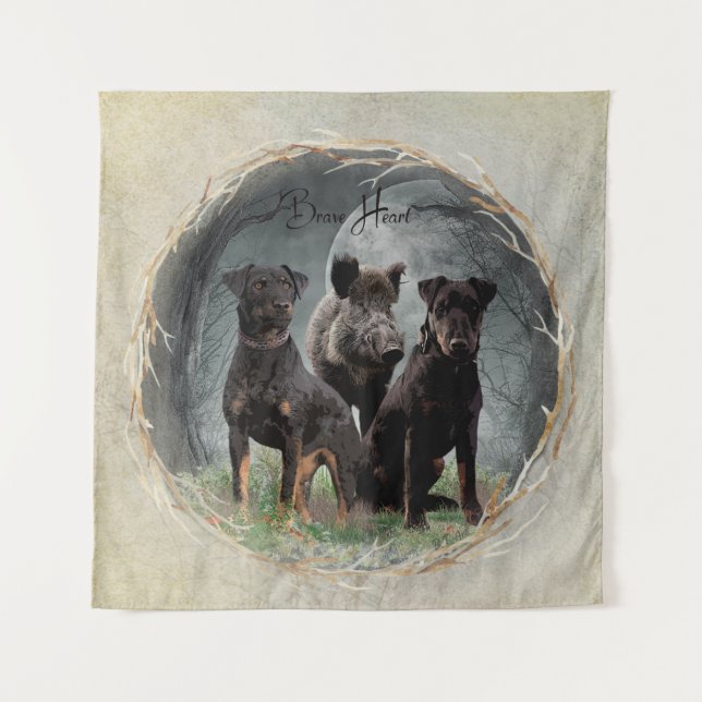 Jagdterrier , brave heart  tapestry (Front)