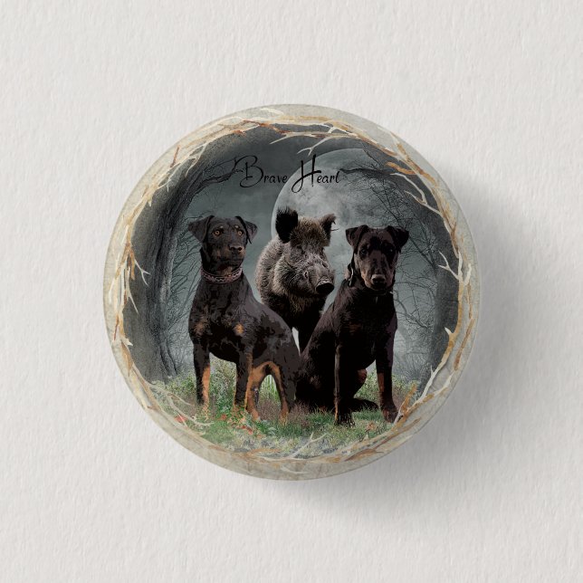Jagdterrier , brave heart  tapestry poster acrylic 3 cm round badge (Front)
