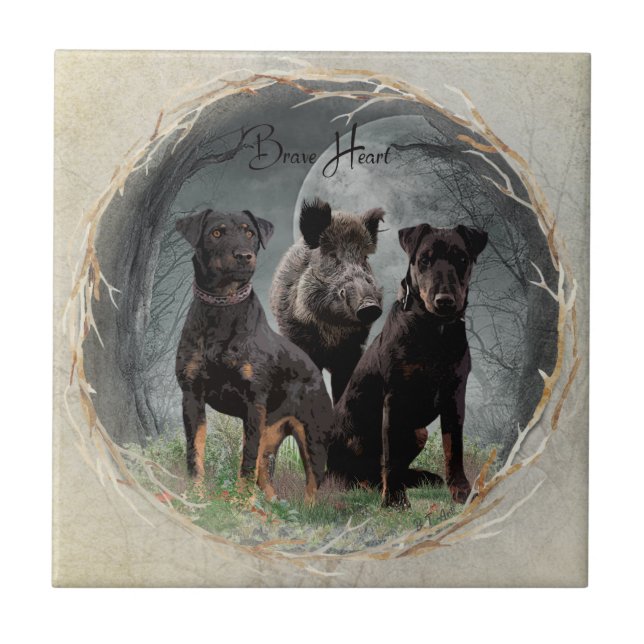 Jagdterrier , brave heart  tapestry poster acrylic ceramic tile (Front)