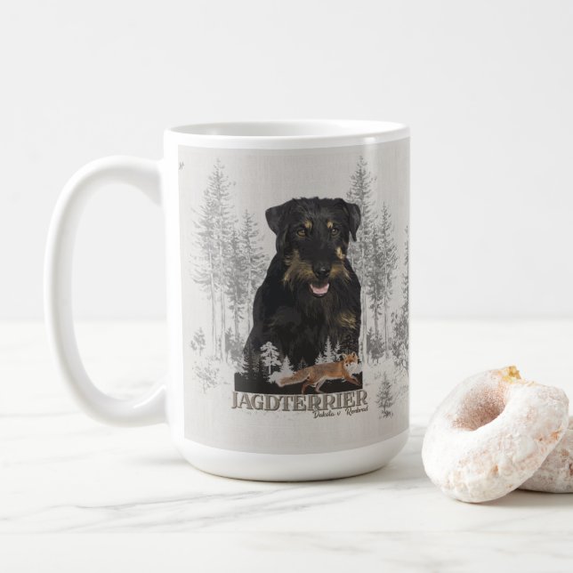Jagdterrier Dakota v. Renbrad Faux Canvas Print Ac Coffee Mug (With Donut)
