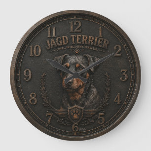 Jagdterrier , Hunting Logo Large Clock