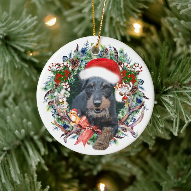 Jagdterrier,Merry Christmas Ceramic Ornament (Tree)