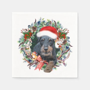 Jagdterrier,Merry Christmas Napkin