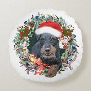Jagdterrier,Merry Christmas Round Cushion