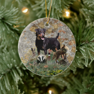 Jagdterrier Tapestry Ceramic Ornament