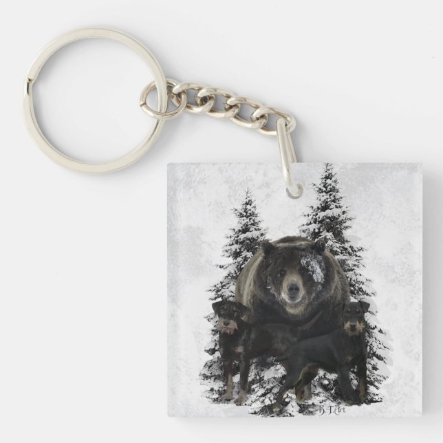 Jagdterrier Tapestry Poster Acrylic Print Triptych Key Ring (Front)