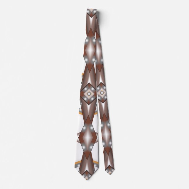 Jagged Edge Concentric Earth Tone Ombre Abstract Tie (Front)