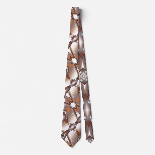 Jagged Edge Concentric Earth Tone Ombre Abstract Tie (Front)