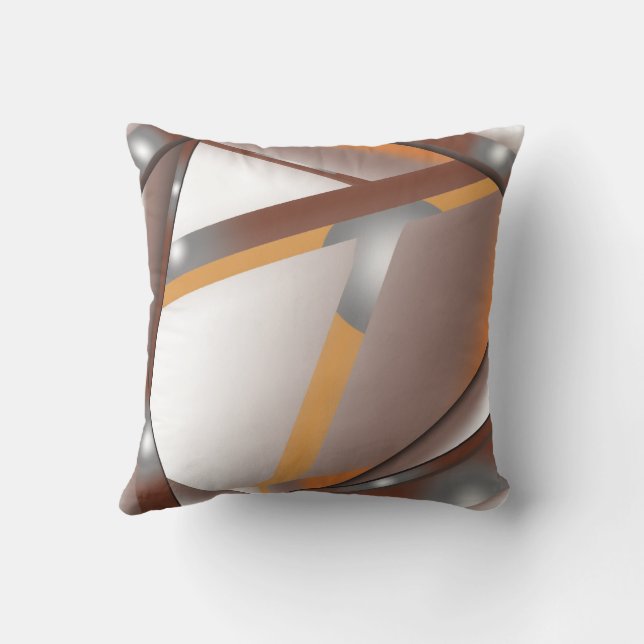 Jagged Edge Concentric Earth Tone Ombre Art Cushion (Back)