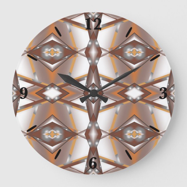 Jagged Edge Concentric Earth Tone Ombre Art Large Clock (Front)