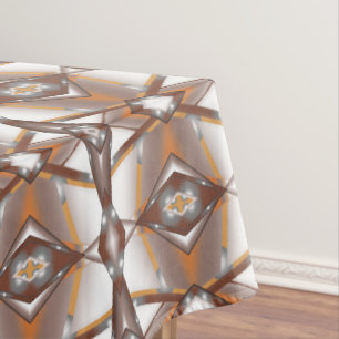 Jagged Edge Concentric Earth Tone Ombre Art Tablecloth
