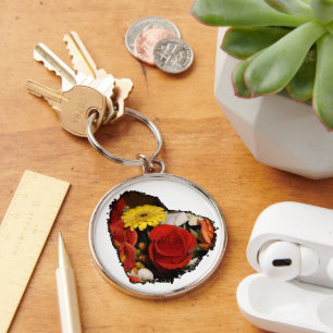 Jagged Edge Heart Bouquet Key Ring