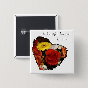 Jagged Edge Heart Bouquet Photograph 15 Cm Square Badge