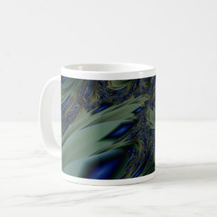 Jagged   Green and Blue Fractal Art Wrap Coffee Mug